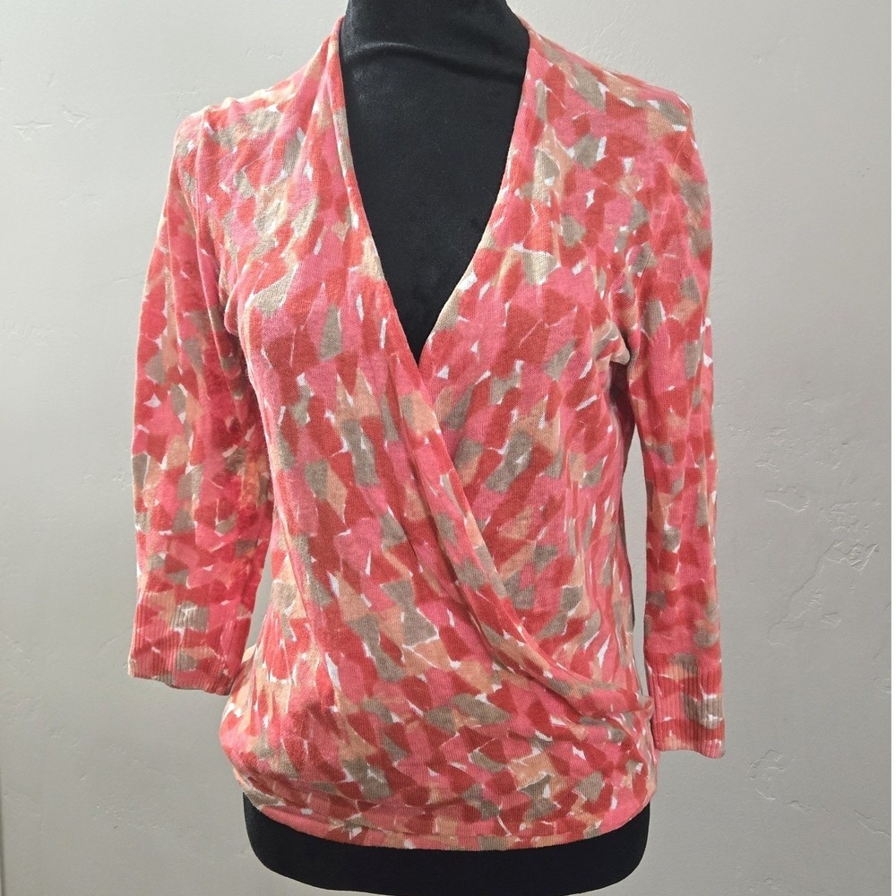Nic + Zoe Coral Lightweight 4-Way Cardigan Sweater Linen Blend‎ Women's Small